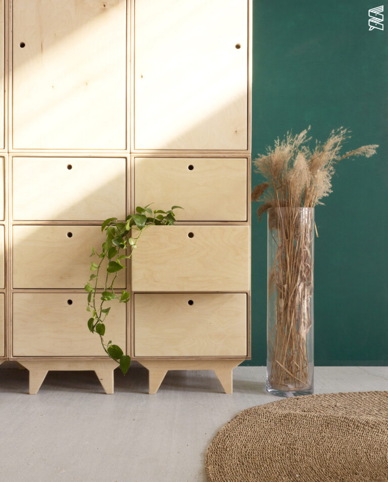 wardrobe szafa modular modułowa szuflady plywood sklejka sklejki natural scandi minimal