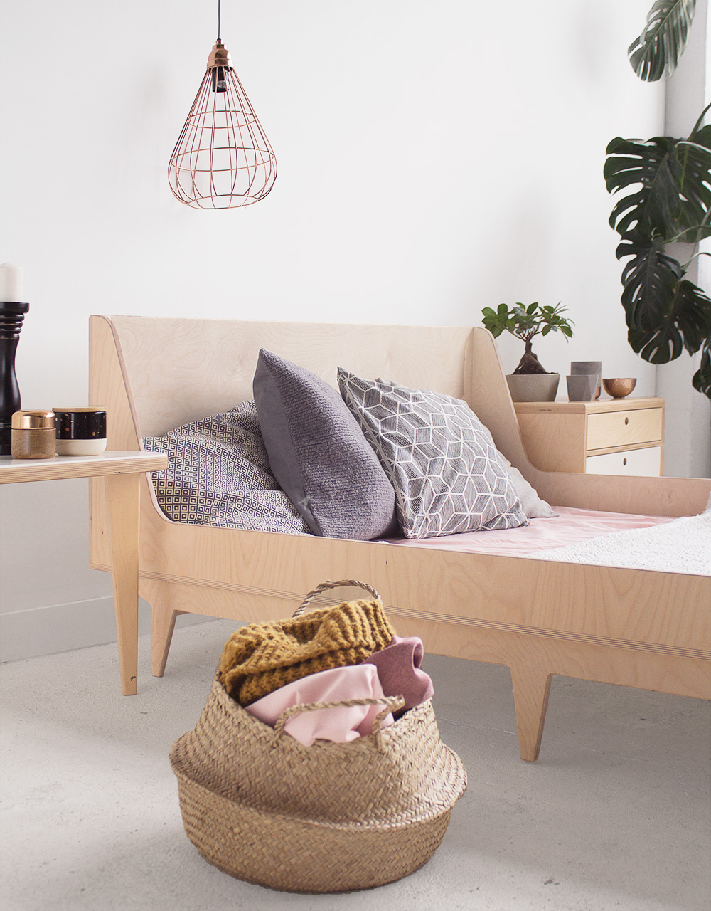 wood republic podwójne drewniane łóżko z drewna sklejki do sypialni