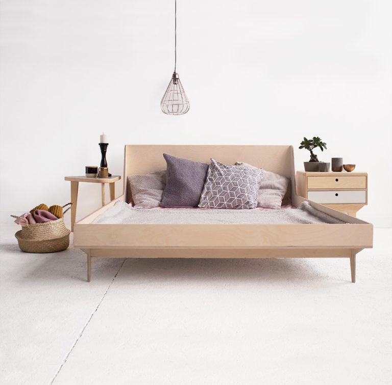 wood republic podwójne drewniane łóżko z drewna sklejki do sypialni