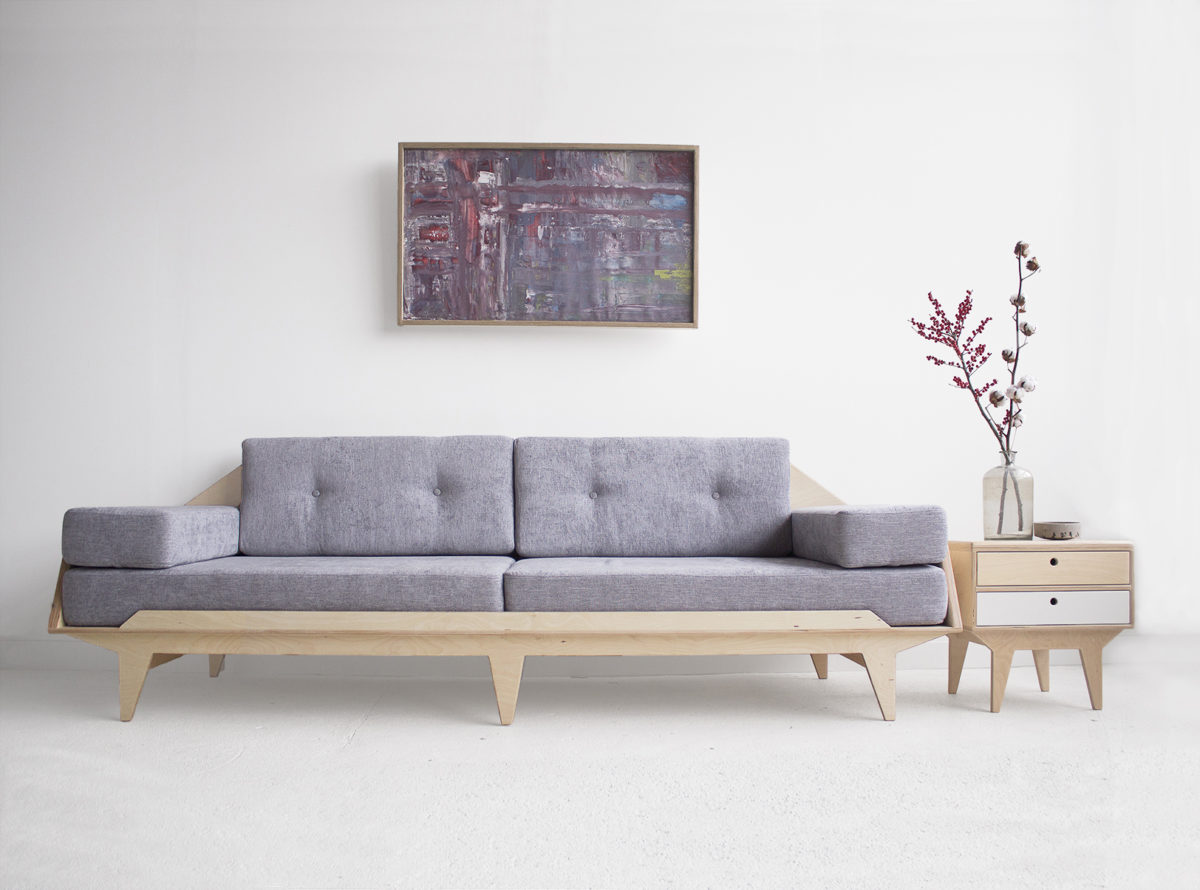 wood republic drewniana tapicerowana sofa z drewna ze sklejki do salonu