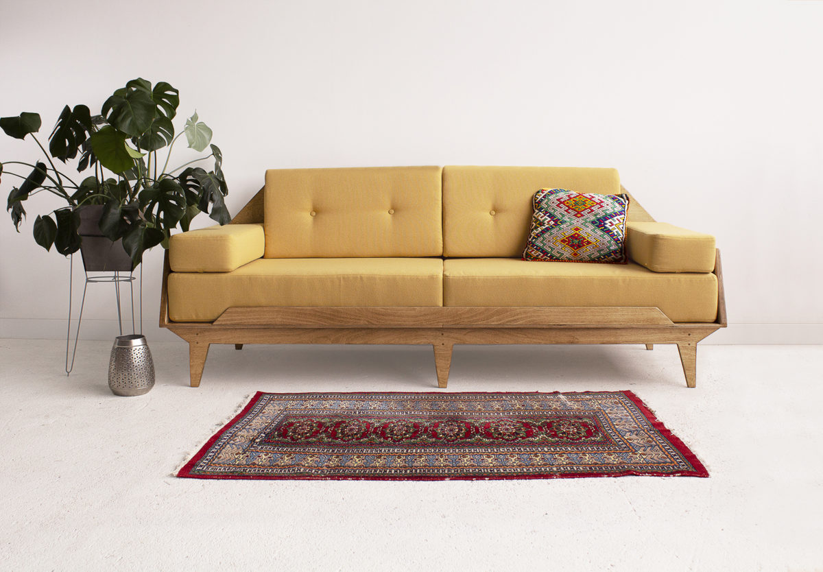 wood republic drewniana tapicerowana sofa z drewna ze sklejki do salonu