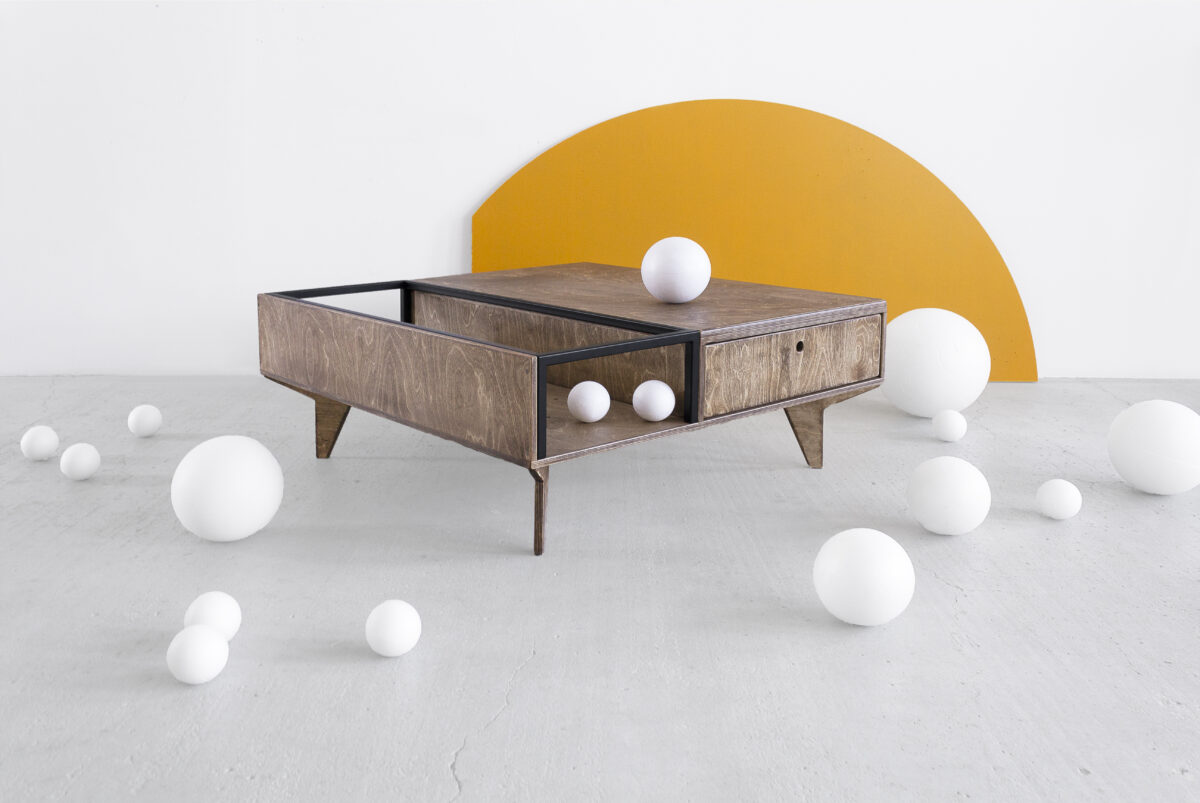 wood metal plywood stolik kawowy sklejka sklejki loft stolik kawowy szuflada drawer