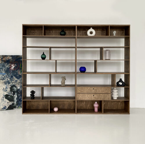 regał shelves bookcase japandi minimal loft sklejka sklejki plywood