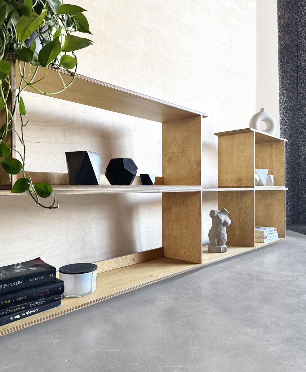 shelf hanging półka wisząca japandi scandi bauhaus minimal sklejka sklejki plywood