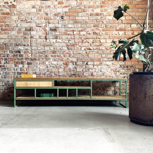 szafka rtv metal sklejka plywood tv unit cabinet loft loftowy minimal