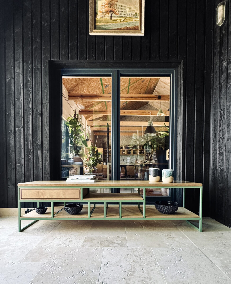 szafka rtv metal sklejka plywood tv unit cabinet loft loftowy minimal