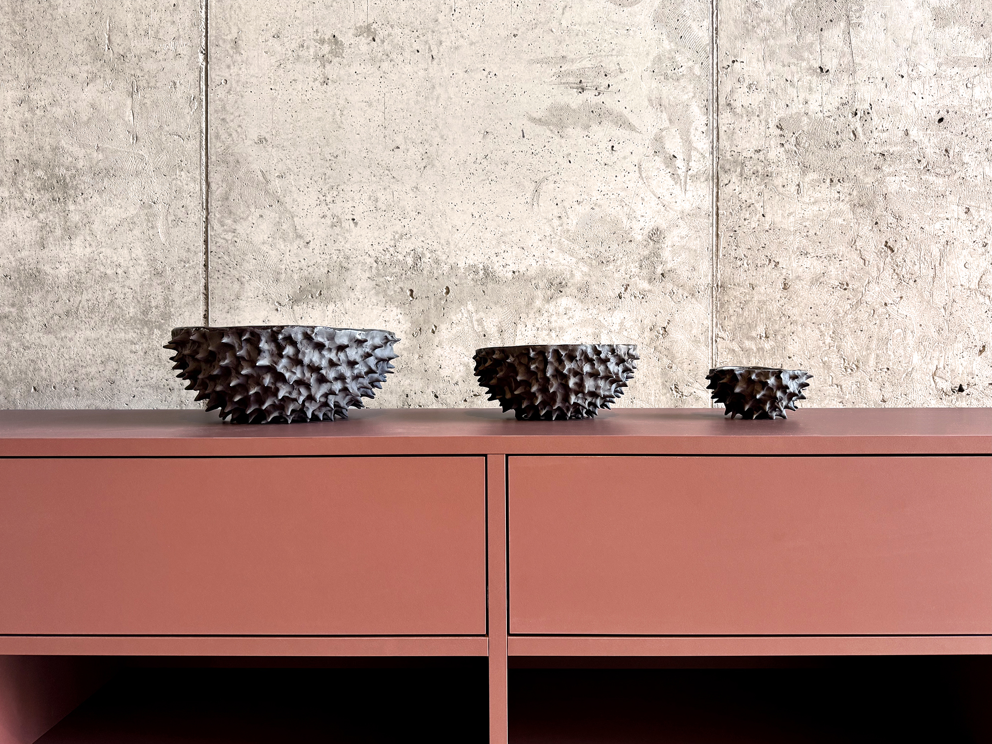 japandi minimal tv unit szafka rtv cabinet living room terakota płyta terracota